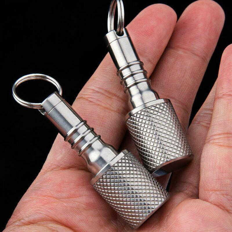 Titanium Waterproof Tank EDC Survival Seal Container Necklace Keychain Pill Box