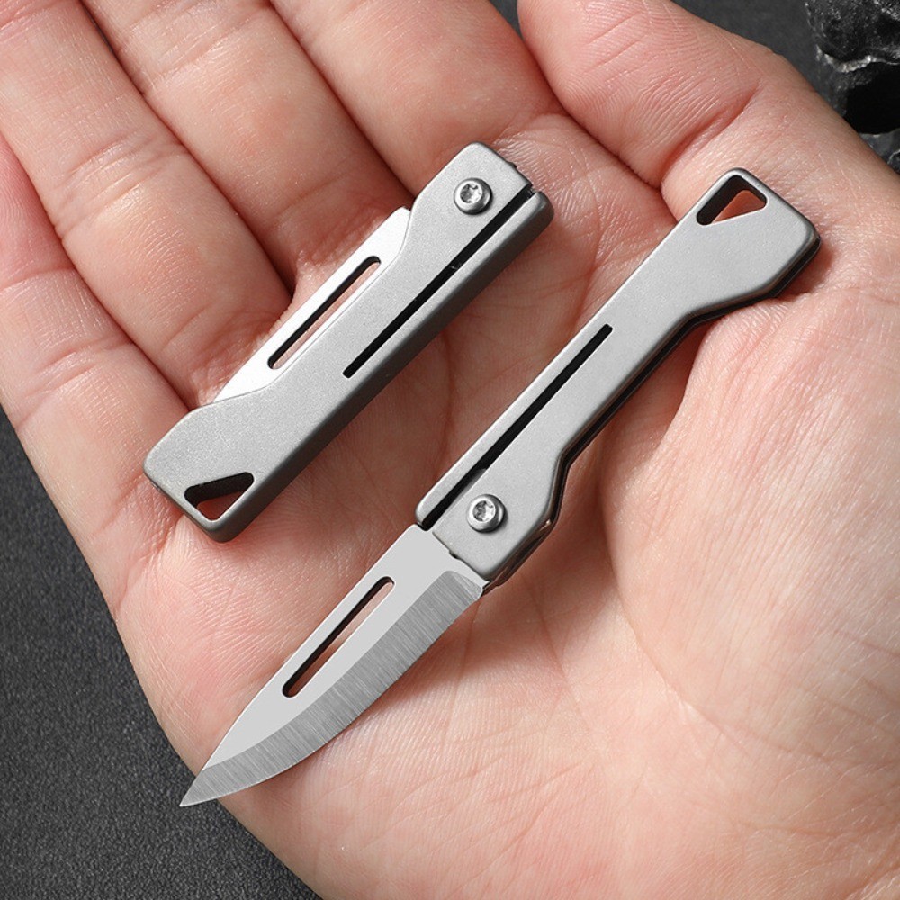 Titanium Alloy EDC Mini Folding Knife Handle Portable Keychain Pocket Knife
