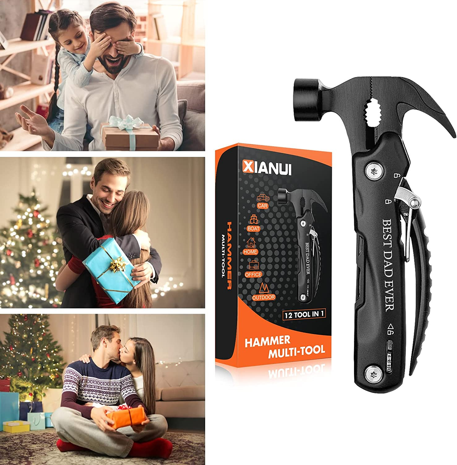 Gifts for Dad, 12 in 1 Multitool Hammer BEST DAD EVER, Dad Gifts from Daughter S