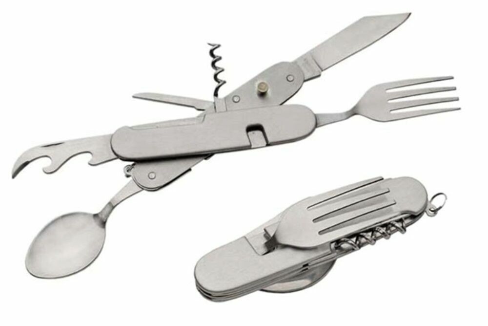 New Stainless Steel Multi Functional Camping Tool Utensils & Opener 7-in-1