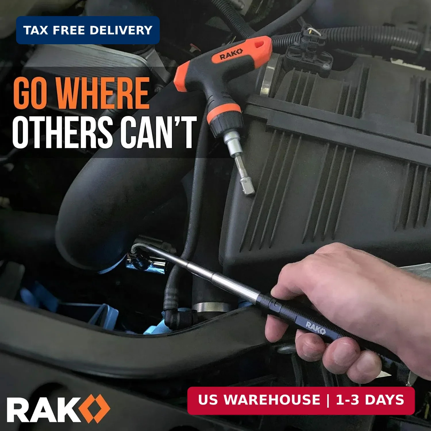 RAK Magnetic Pickup Tool Gifts for Men – Telescoping Magnet with LED Flashlight