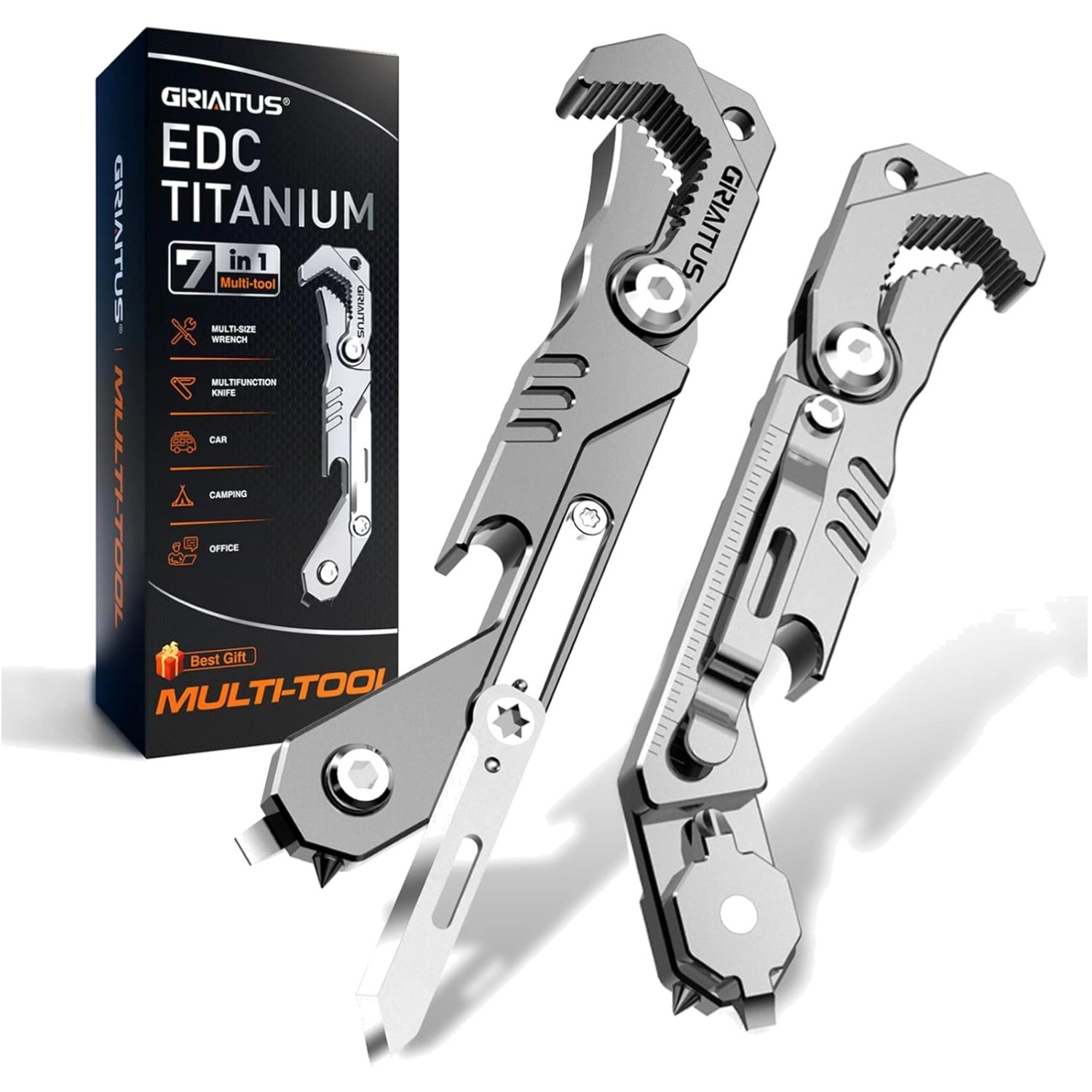 Compact 7-in-1 Multitool with Knife, Wrench, and Window Breaker – Gift for Him