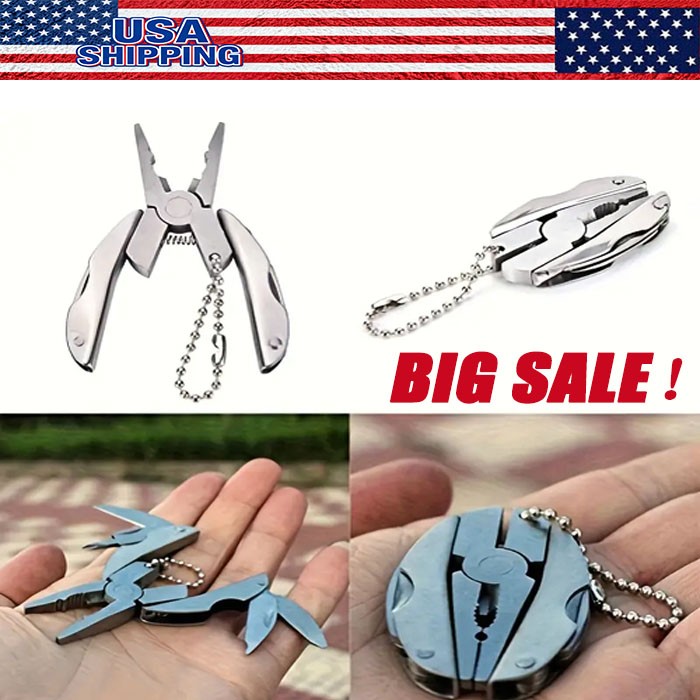 Portable Multi-Tool Pliers Combo Knife Bit ScrewDriver Keychain -Stainless Steel