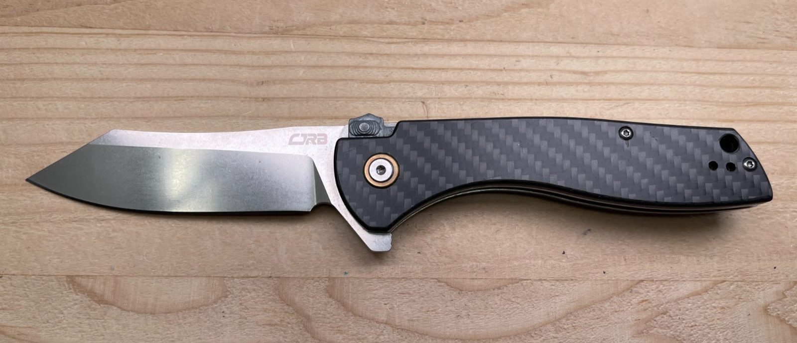 CJRB Cleaver J1915 D2 3.5” Steel Blade Folding Pocket Knife Carbon Fiber Handle