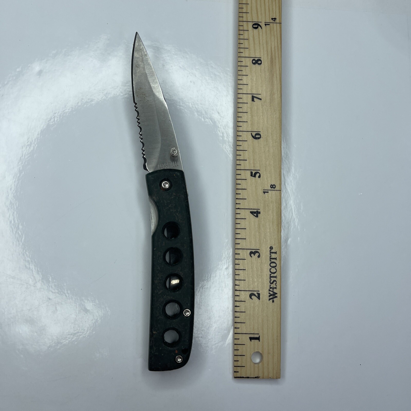 A Resin Green Vtg 440 Steel Folding Utility Pocket Knife Stainless