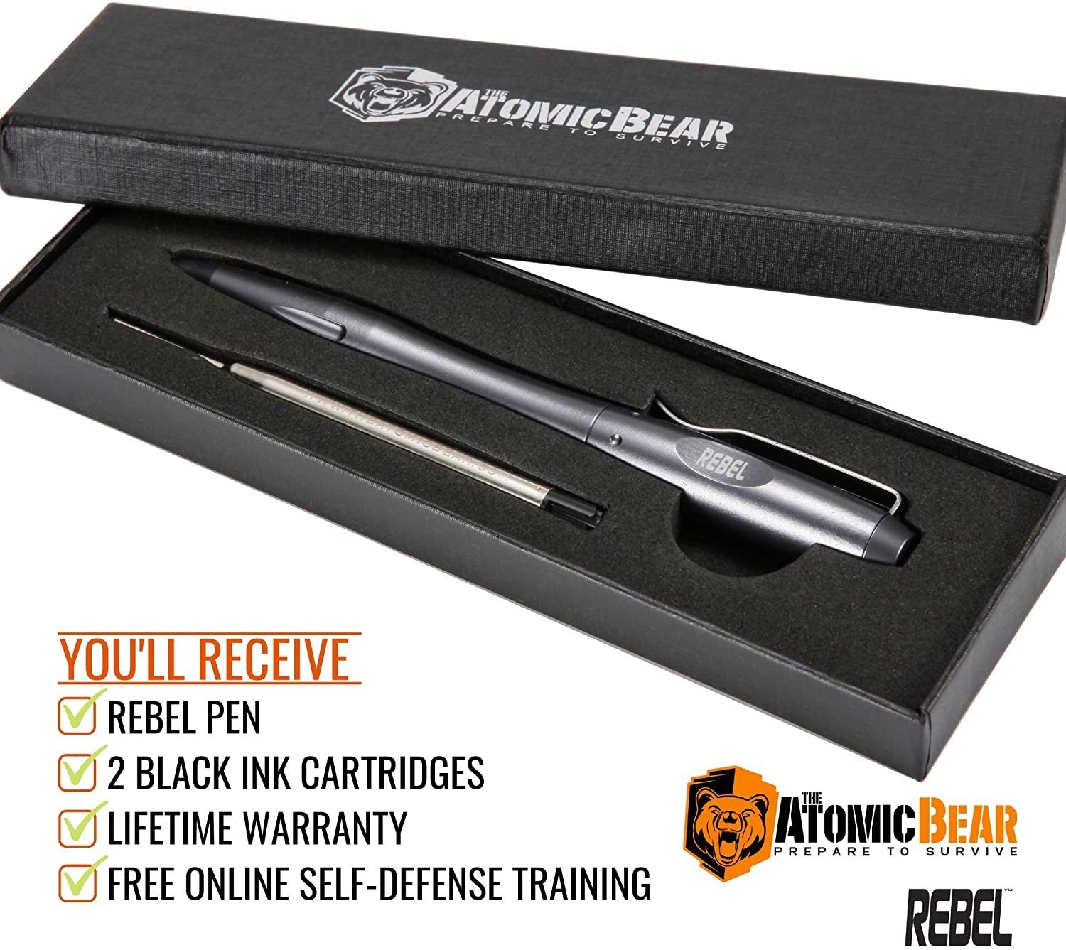 2 PEN DEAL The Atomic Bear Tactical EDC Pen with Glass Breaker 2 PENS