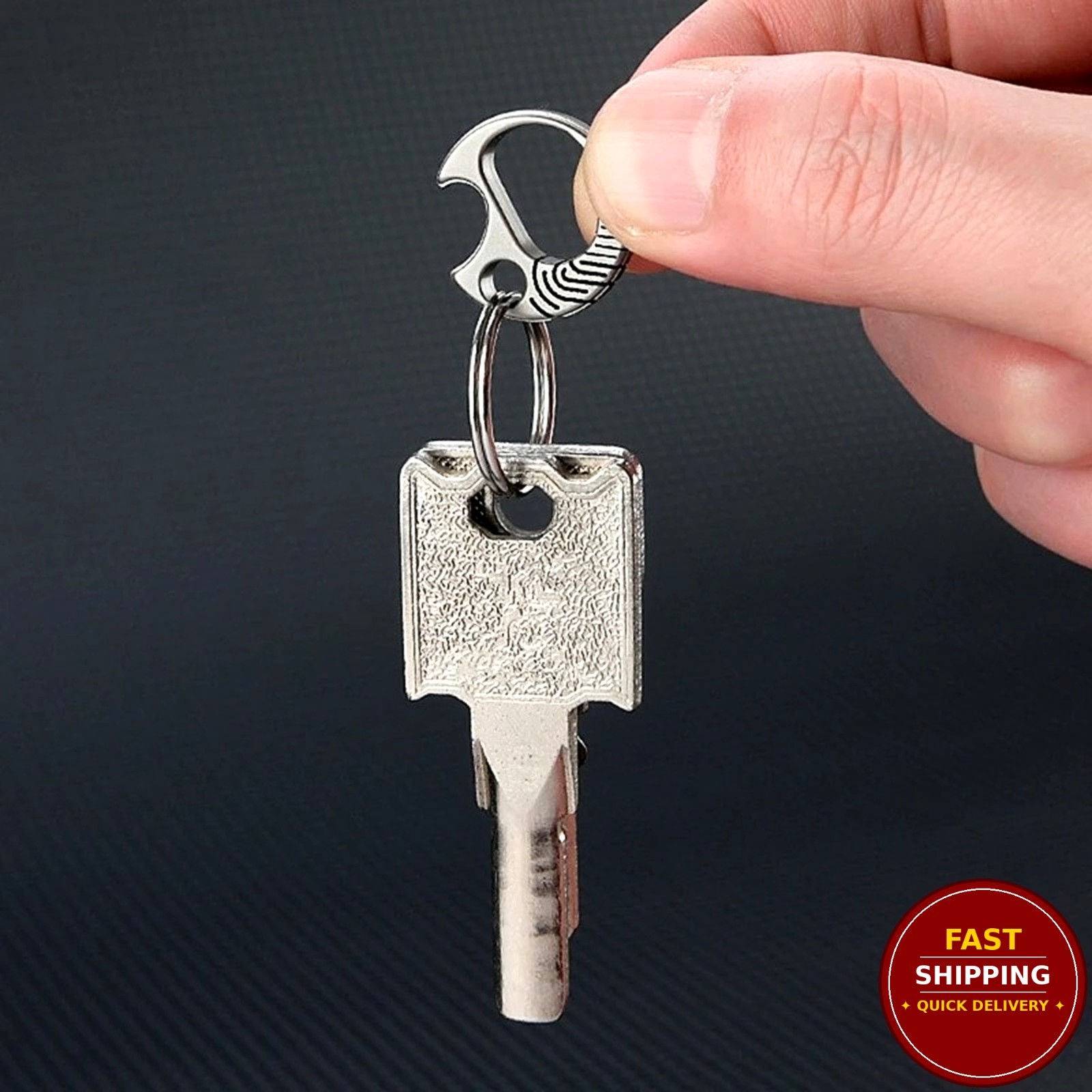 Titanium Carabiner Keychain Quick Release Key Ring Clip Bottle Opener EDC