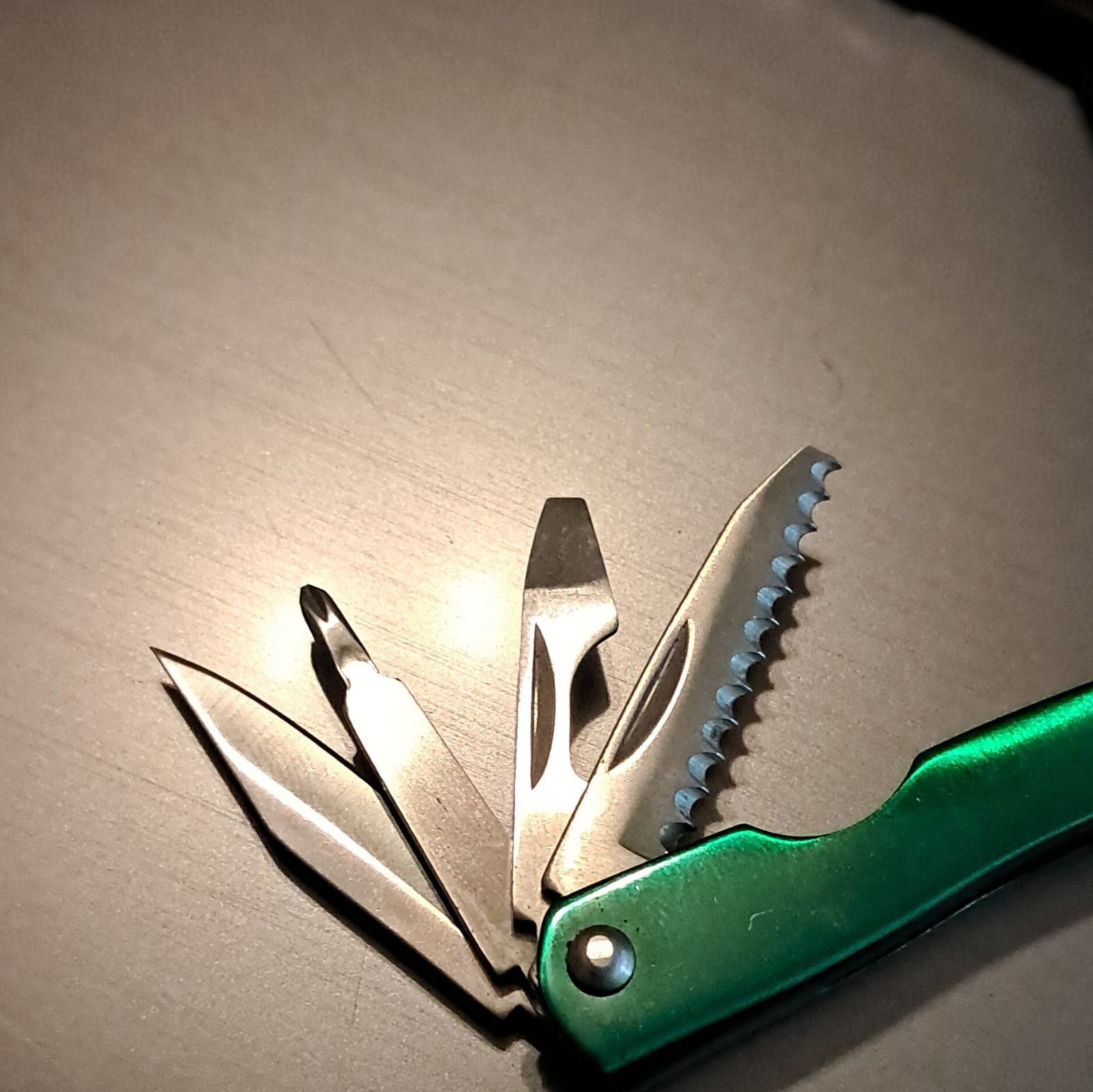 Cabela’s Green/Silver 6-in-1 Multi-Tool Pliers, 2.25″ SS Blade w/ Sheath