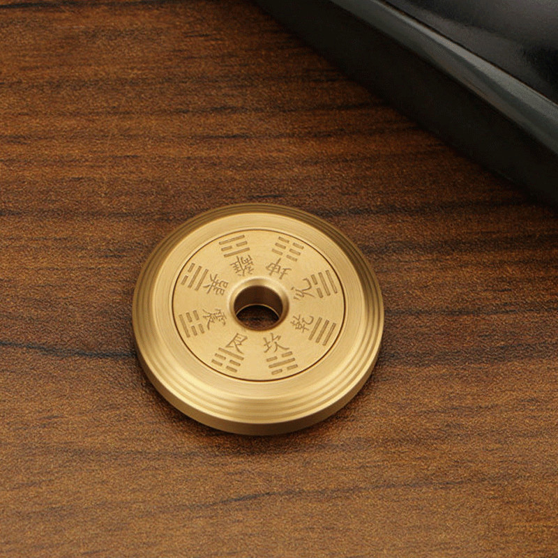 Solid Brass Fidget Slider Clicker Coin Tai Chi Haptic for Adult EDC Lucky Toys