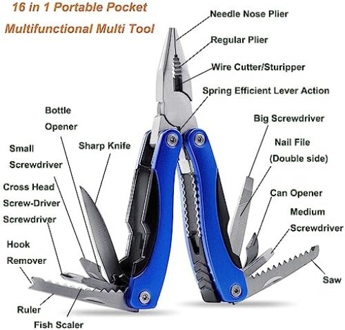 Multi Tool Pliers – Outdoor, Camping, DIY, Survival, Hunting, Hiking, Blue