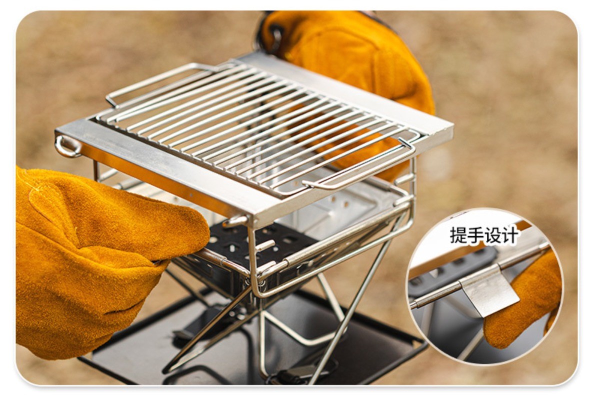Outdoor folding barbecue grill stainless steel portable multifunctional grill