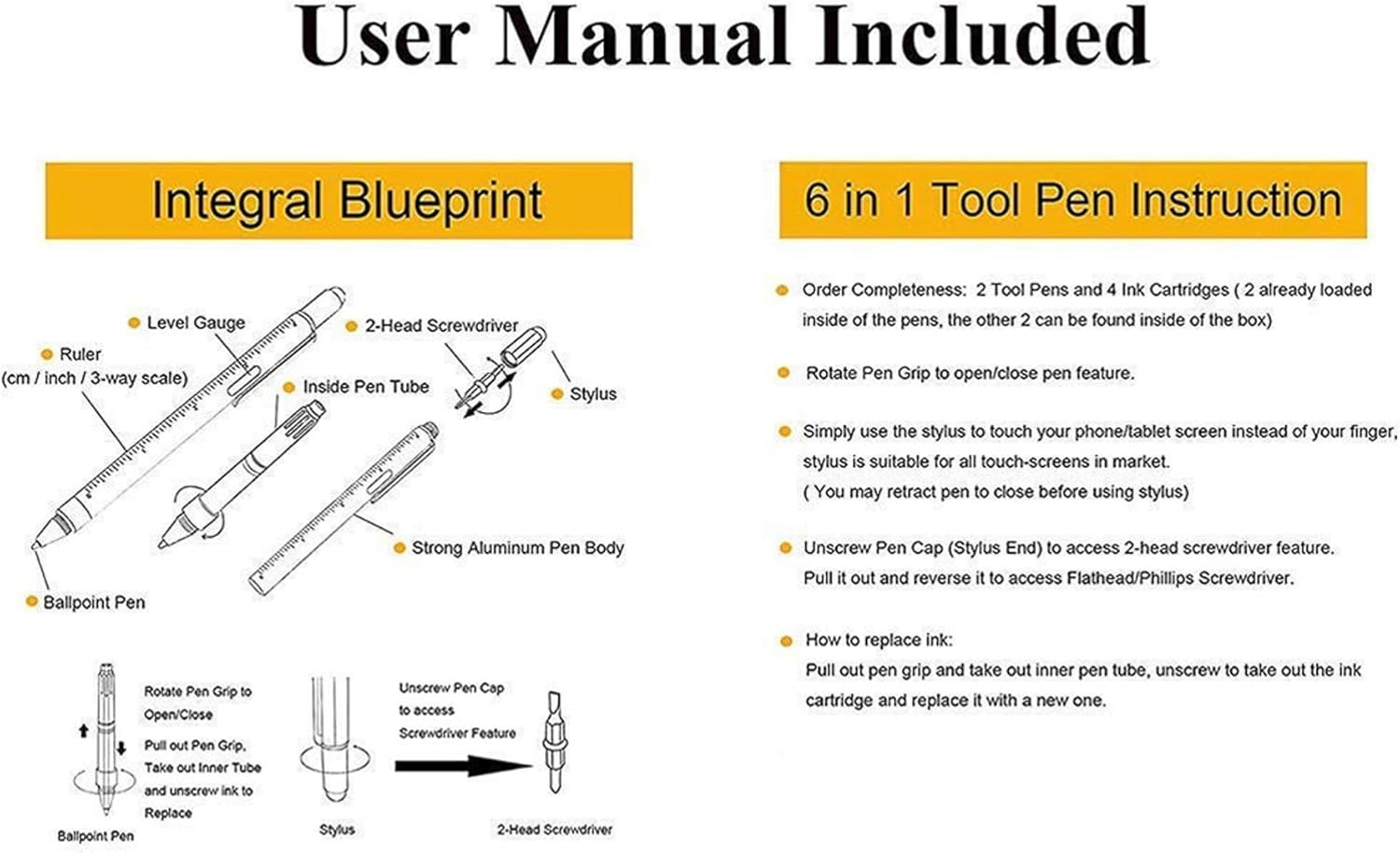 Gifts Multi Tech Tool 6 in 1 Stylus Pen – Screwdriver With Ruler, Levelgauge, Ba