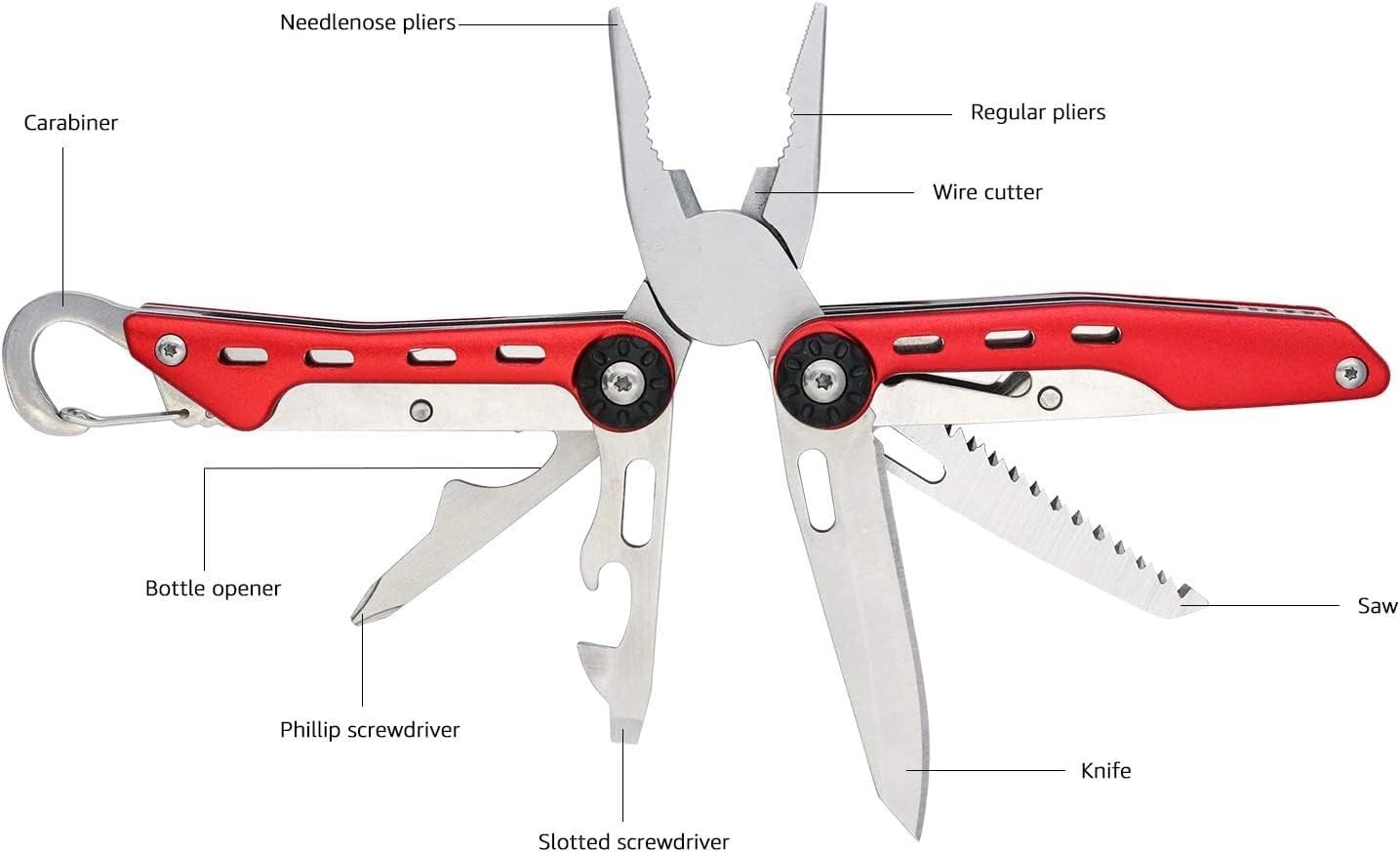 Compact 10-in-1 Multitool with Needlenose Pliers & Safety Lock – Outdoor Ready