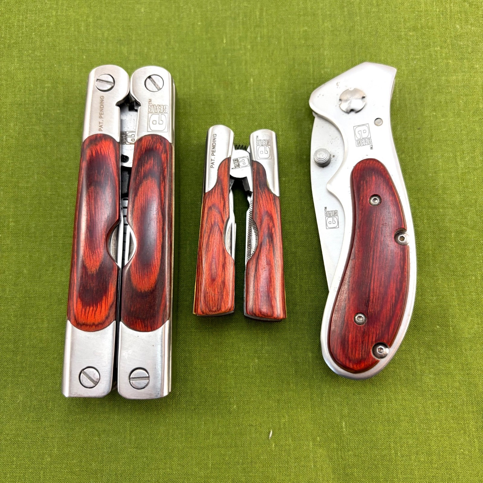 e GEAR 3 PIECE ALL PURPOSE TOOL SET / 18-in-1 & 12-in-1 PLIERS, KNIFE