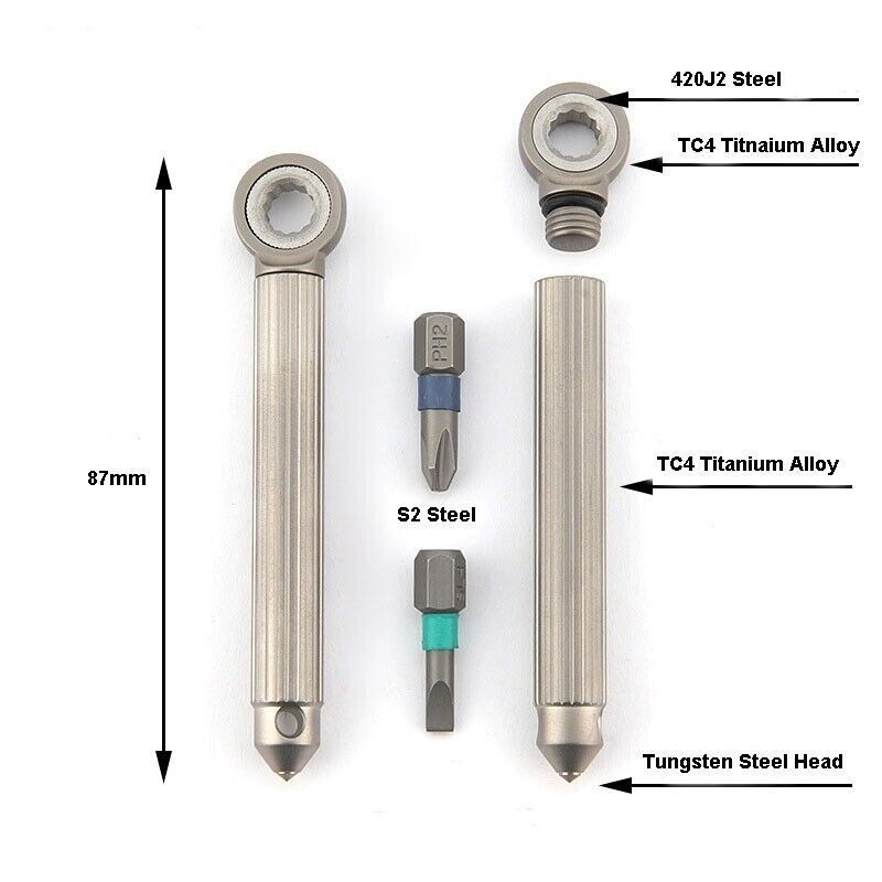 Titanium Brass S2 steel Multi Tools Card Screwdriver Pocket Outdoor Keychain EDC