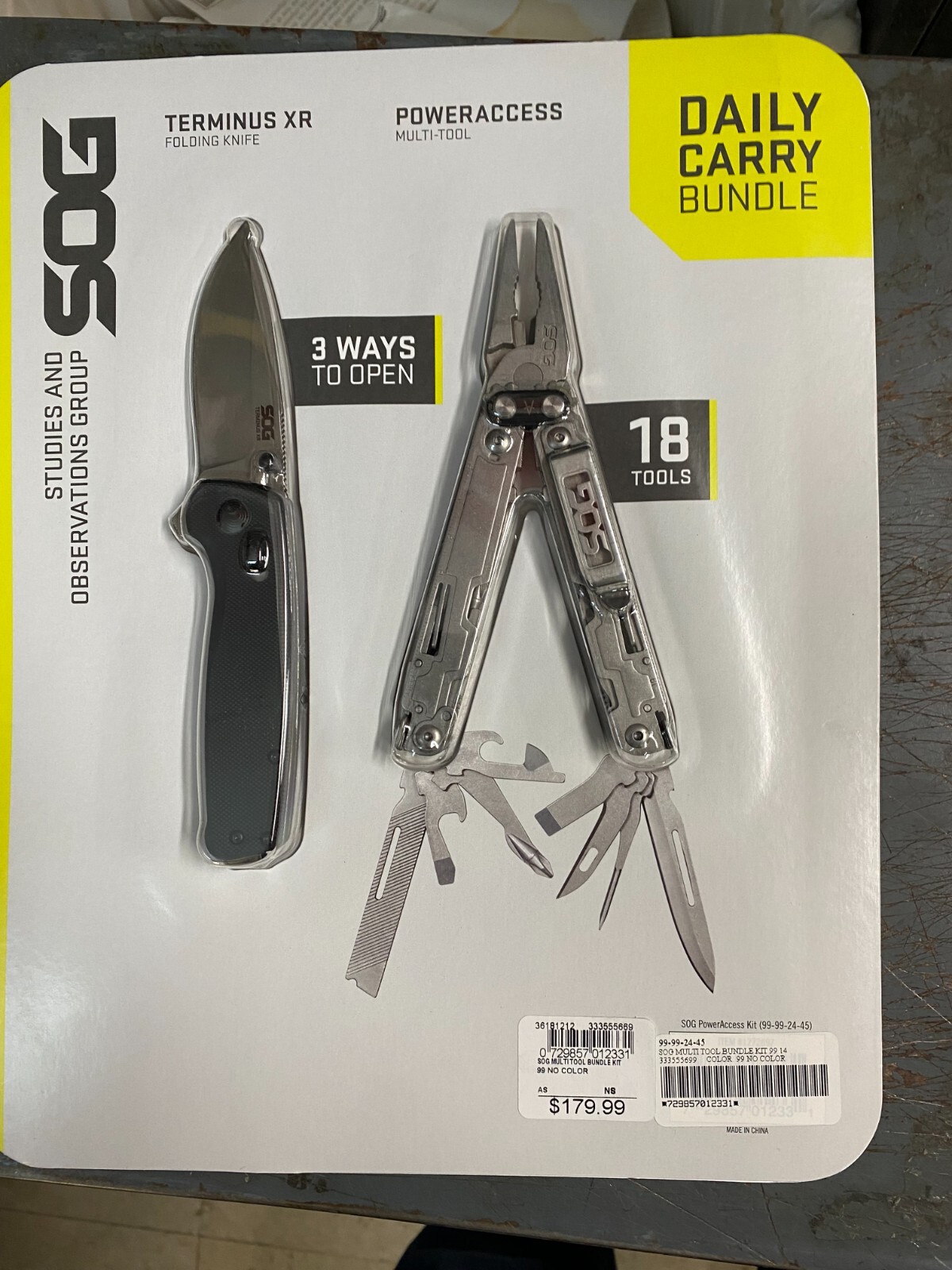 NEW SOG 99-99-24-45 PowerAccess Multi-Tool KNIFE COMBO SET WITH TERMINUS XR