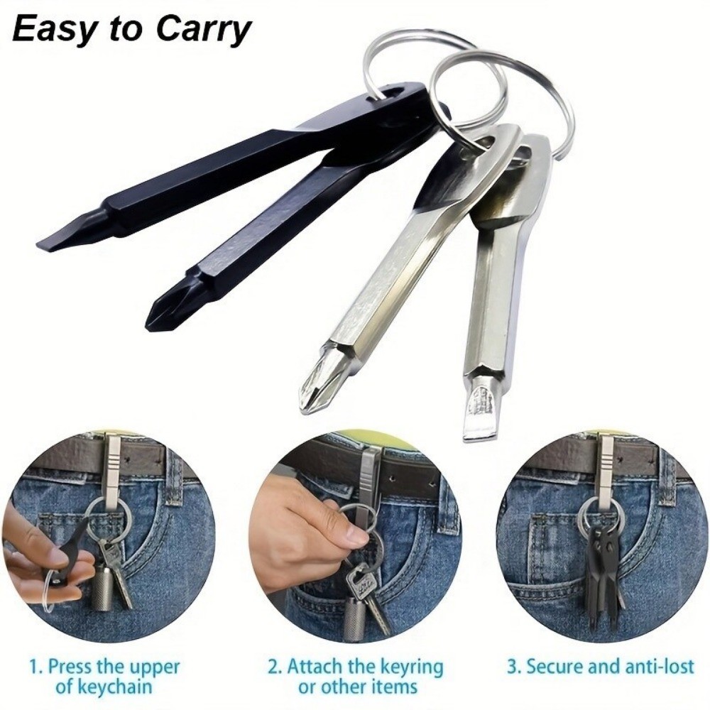 2Pcs Keychain Screwdriver EDC Tool Set Outdoor Carrying Mini Tool with KeyChain