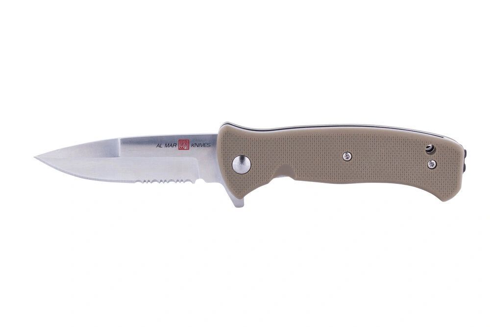Al Mar Mini SERE 2020 Folding Knife Combo 3.0″ SS Steel Blade Coyote FRN Handle