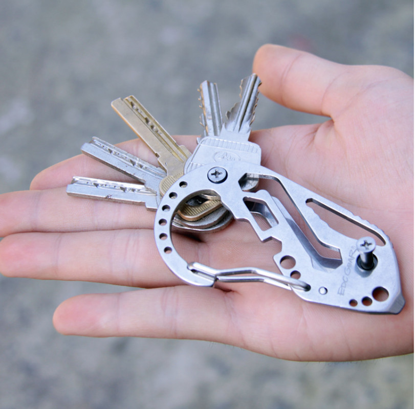 Heavy Duty Carabiner Keychain Multi Tool Bottle Opener EDC Key Clip