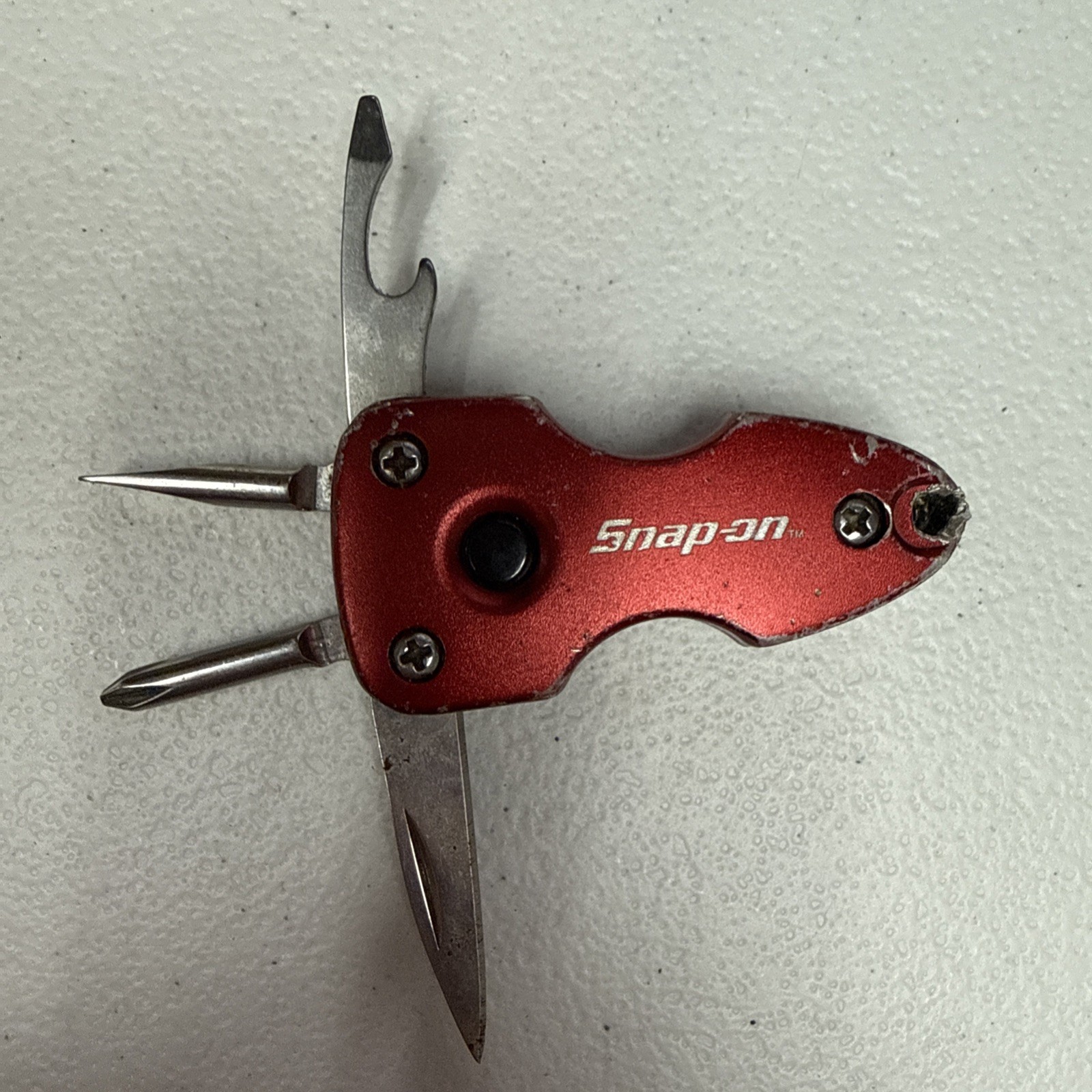 Snap-On Red Mini Keychain Flashlight Multi Tool