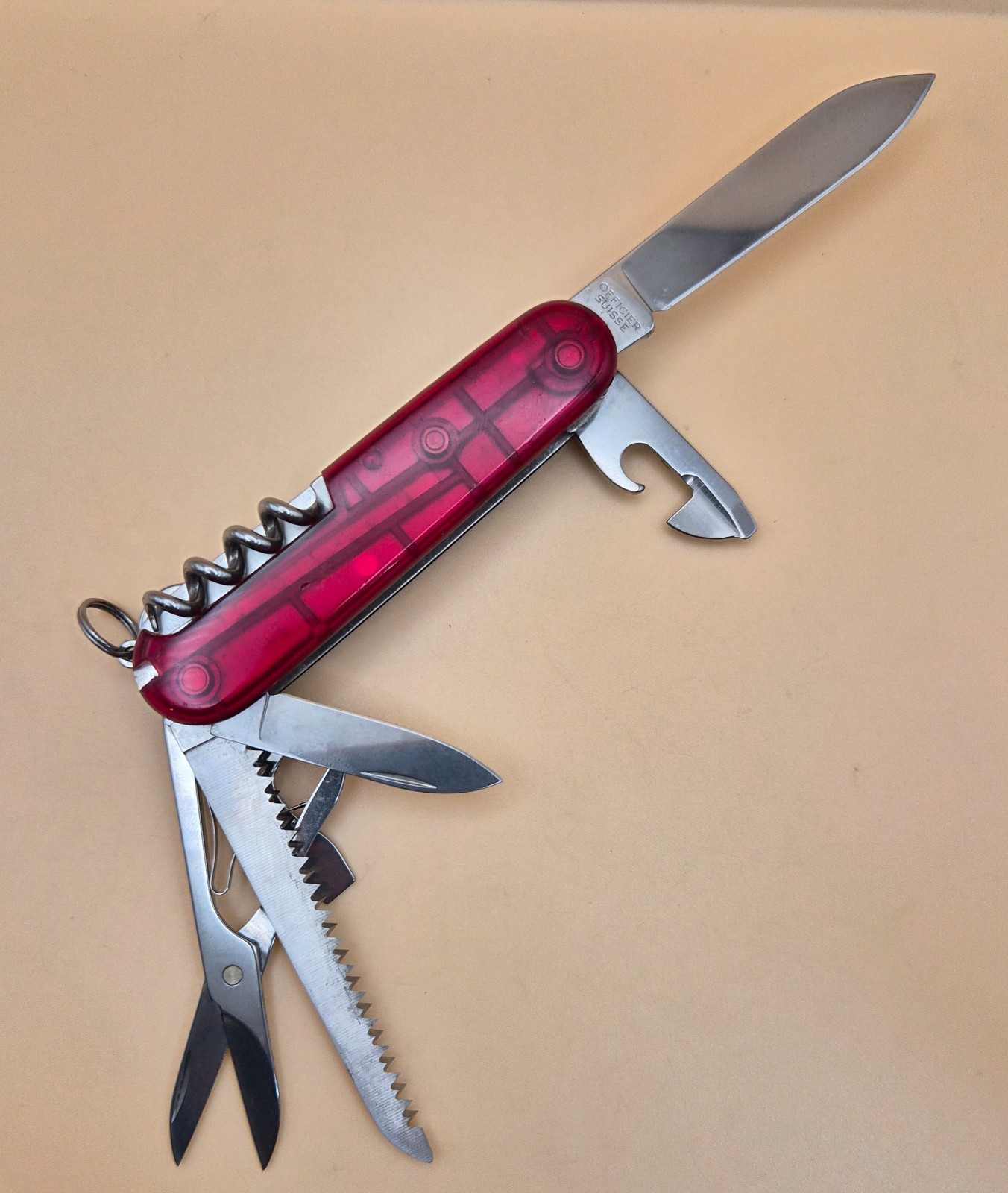 Victorinox HUNTSMAN Ruby Red Swiss Army Knife – Good Condition