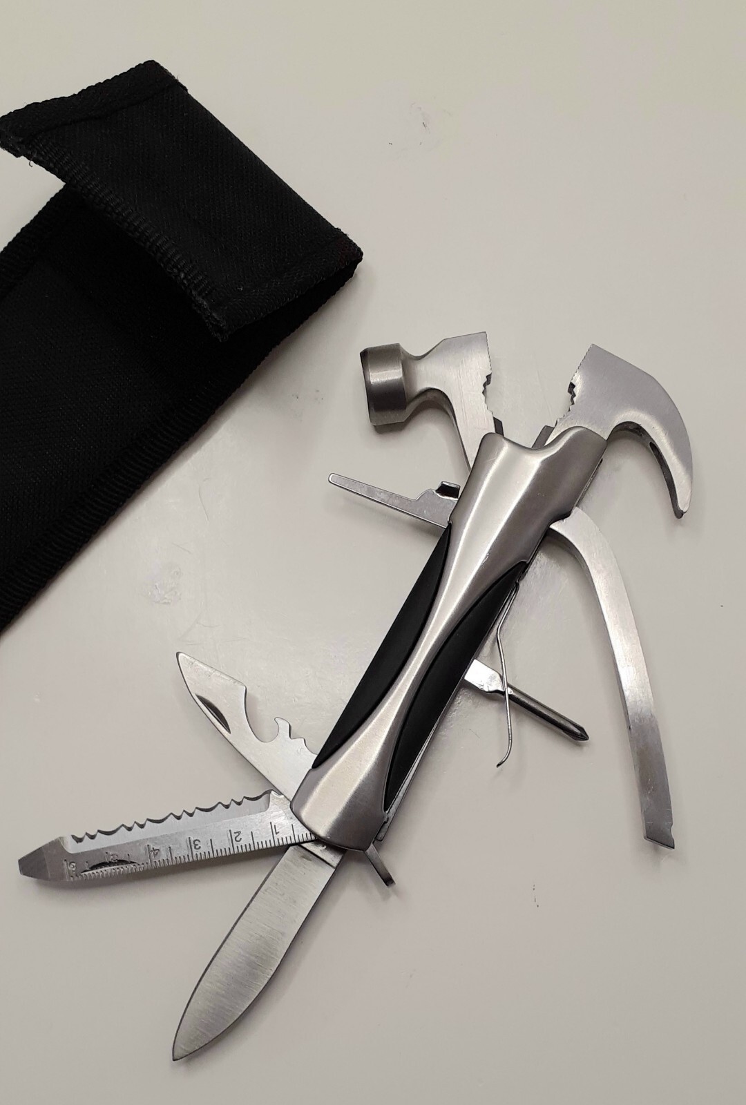 14-in-1 Hammer Multi-Tool Stainless With Nylon Belt Loop Case