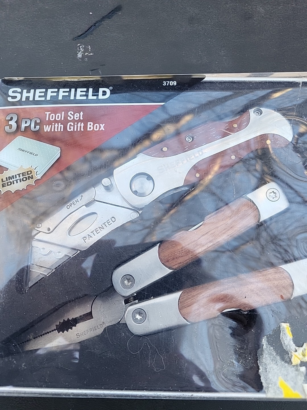 Sheffield 3 Pc Tool Set With Gift Box Multi Tool Utility Knife Flashlight New