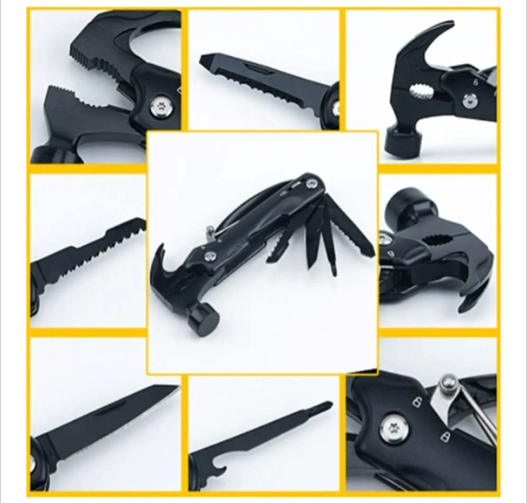 12-in-1 Stainless Steel Multifunctional Claw Hammer Emergency Survival Tool
