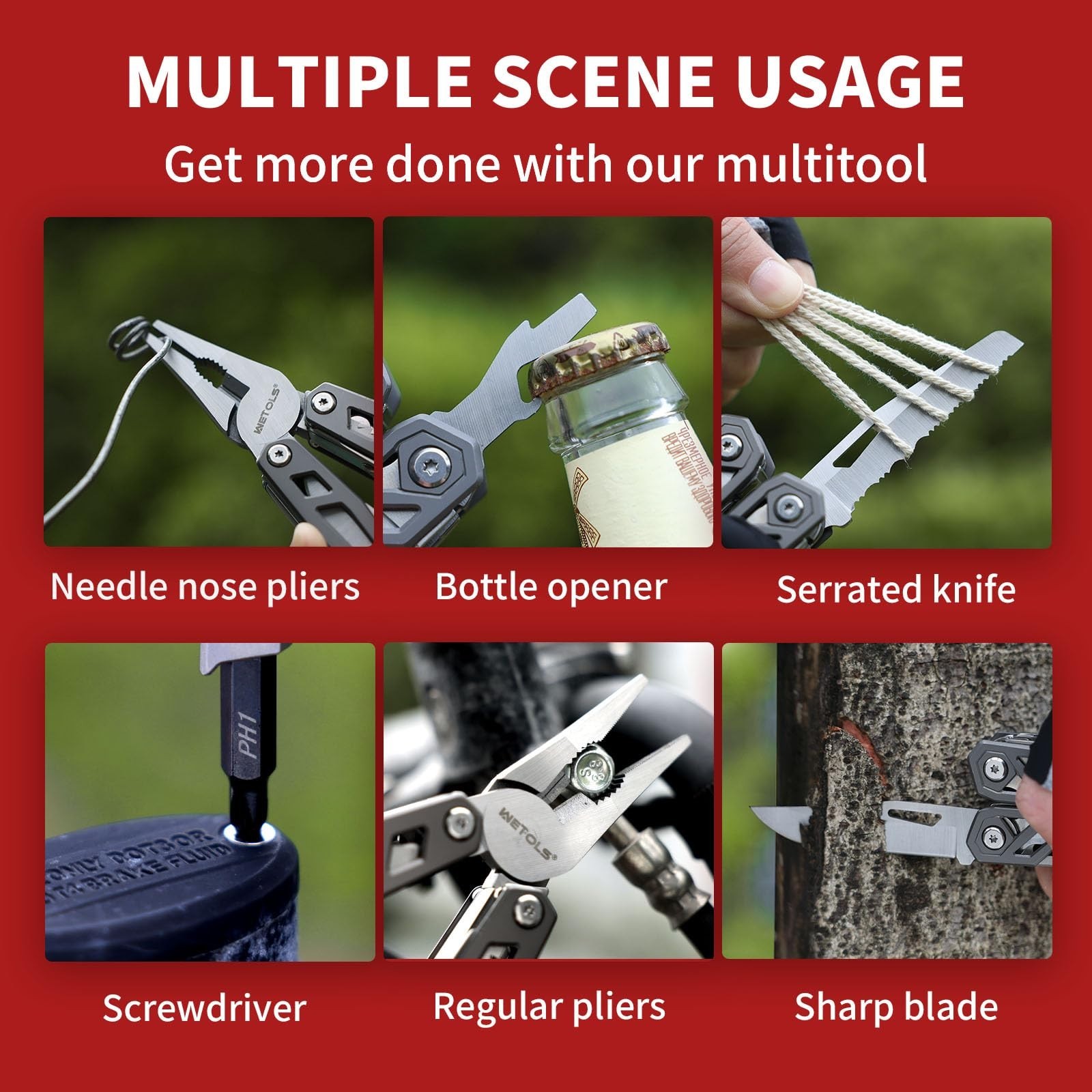 21-in-1 Multitool with Pocket Knife, Stainless Steel Pliers & Screwdriver Bits –