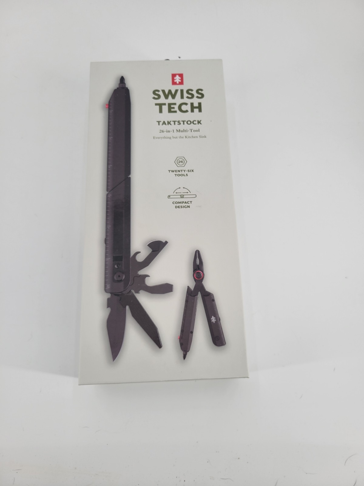 Swiss Tech Taktstock AUS-8 Steel Blade 26-in-1 Folding Multitool Kit Compact