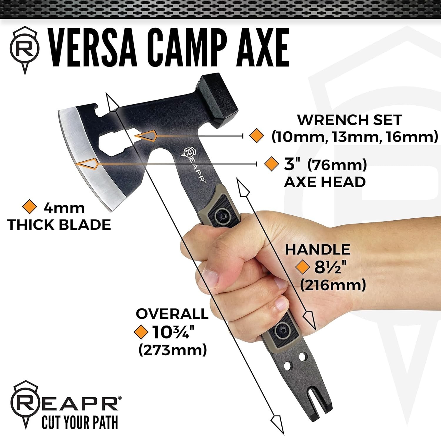 Versa Camp Axe 10.75″ Outdoor Multitool W/ Pry Bar Nail Puller Hammer Wrench Set