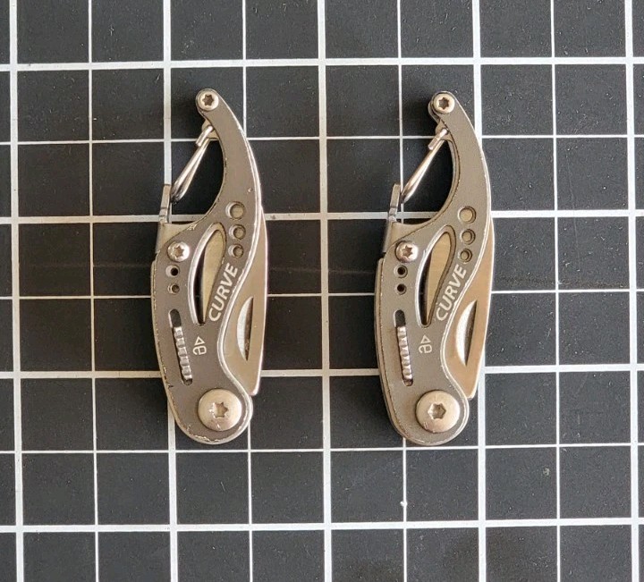 Gerber Curve (2x) Silver Multi-Tool Carabiner Knife/File/Bottle Opener 4 Tools
