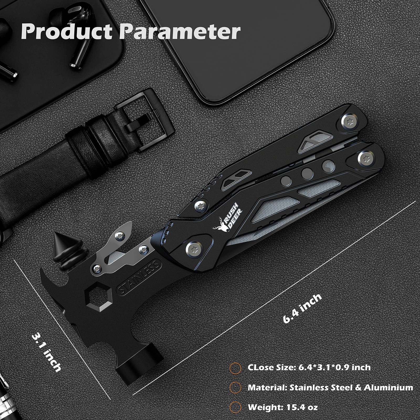 Camping Essentials Multitool,16 in 1 Multi Tool Survival Gear with Hammer, Pl…