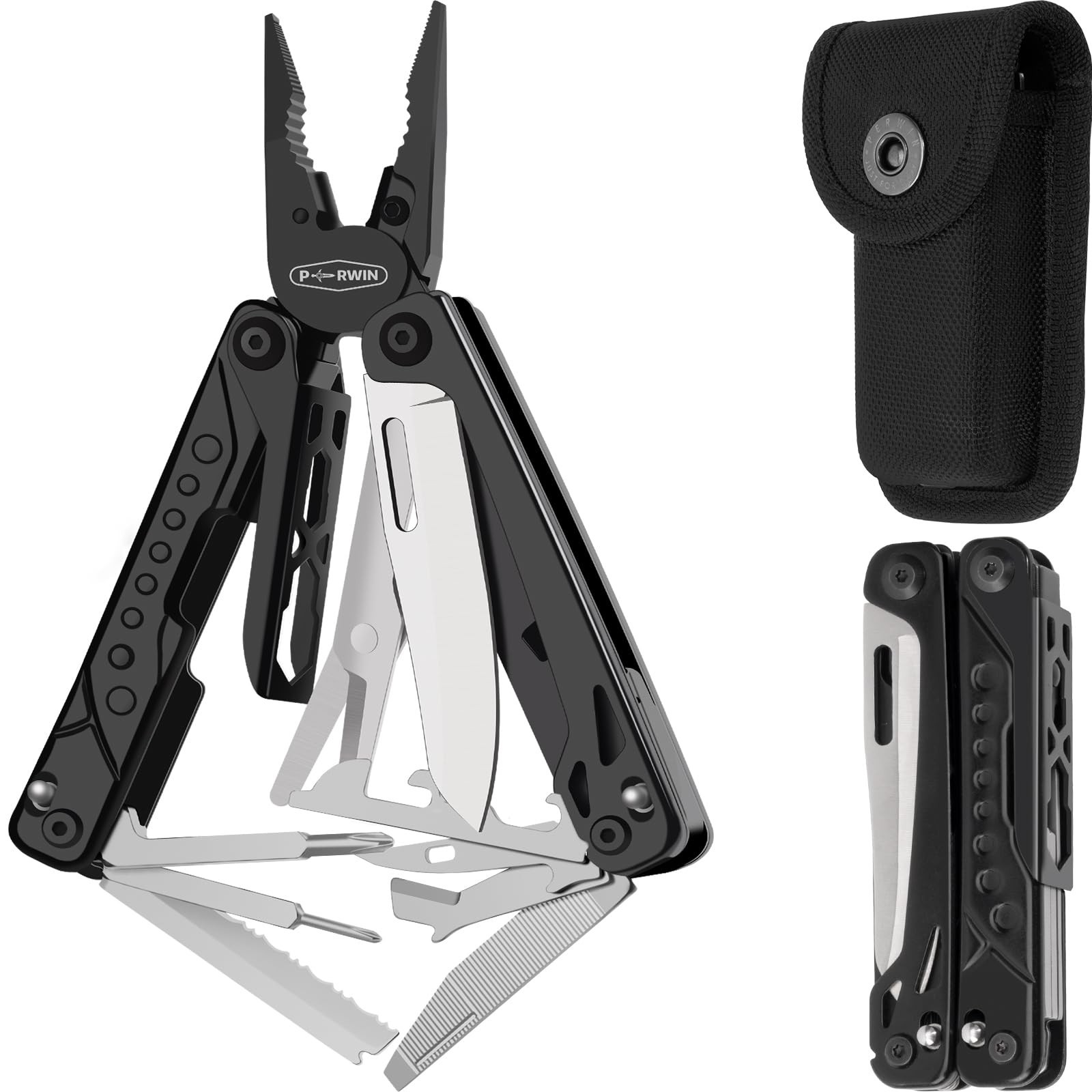 20-in-1 Stainless Steel Multitool Pliers with Sheath, Locking, Survival & Campin
