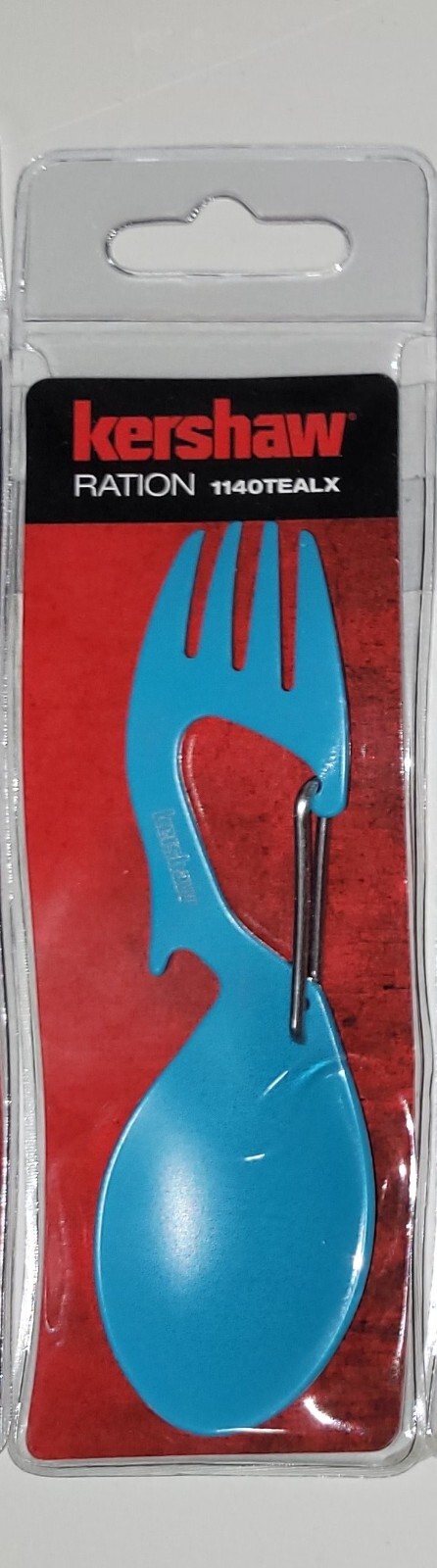 2 Kershaw Ration Multi Tool Spork Spoon Fork Carabiner & Bottle Open 1140 | Teal