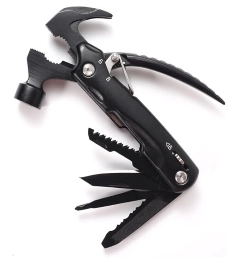 12-in-1 Stainless Steel Multifunctional Claw Hammer Emergency Survival Tool