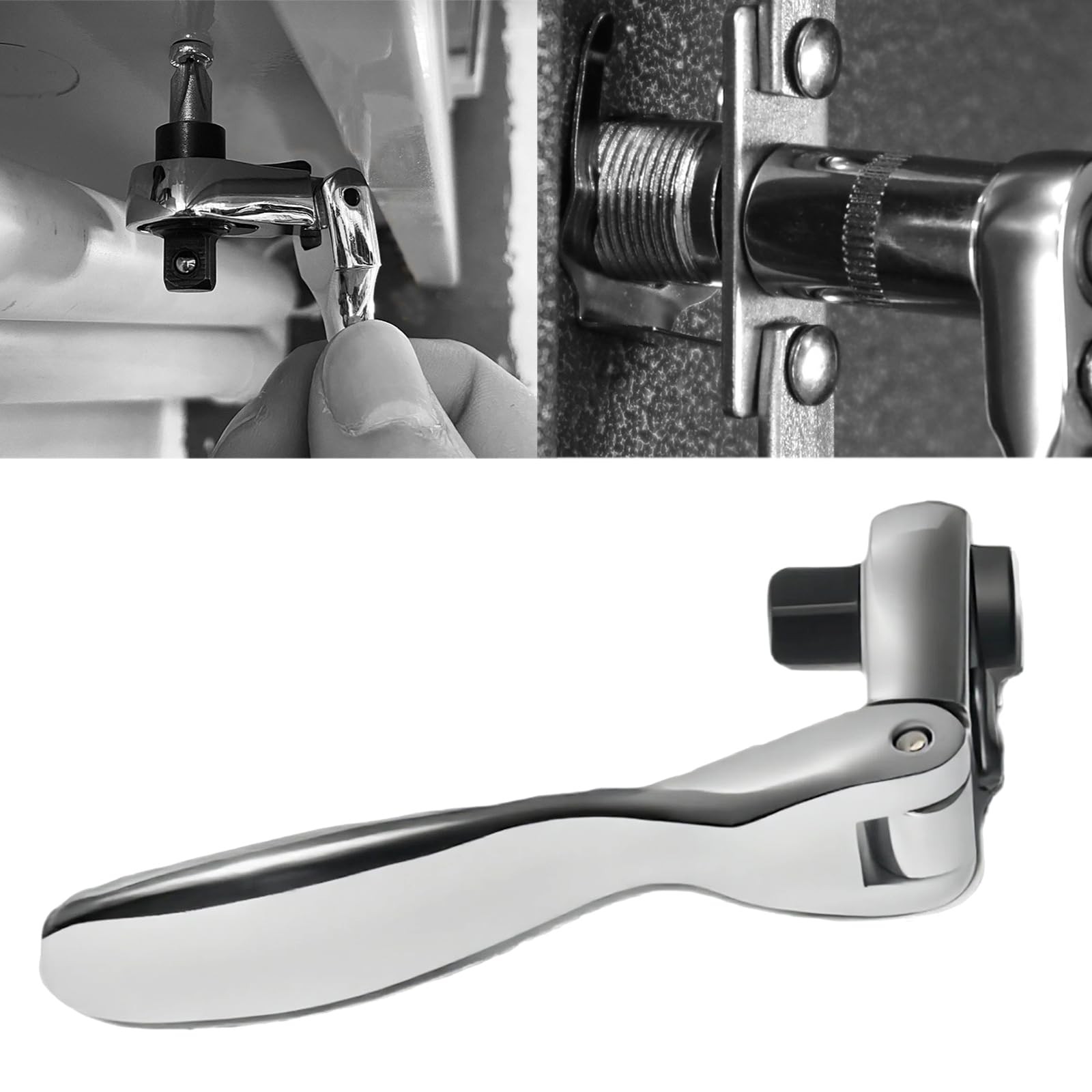 2-in-1 Flex-Head 1/4″ Ratchet Wrench 72-Tooth Reversible, Mini Socket & Hex B…