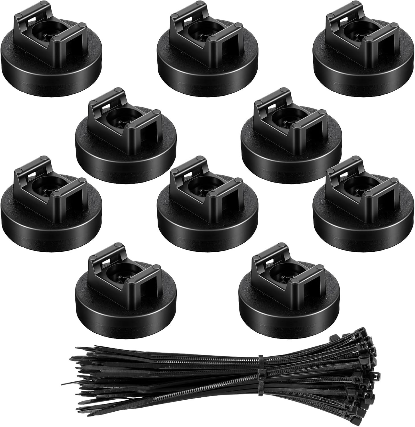 Magnetic Zip Tie Mount Kit 110pcs Cable Holder with Nylon Ties Strong Magnet Bas