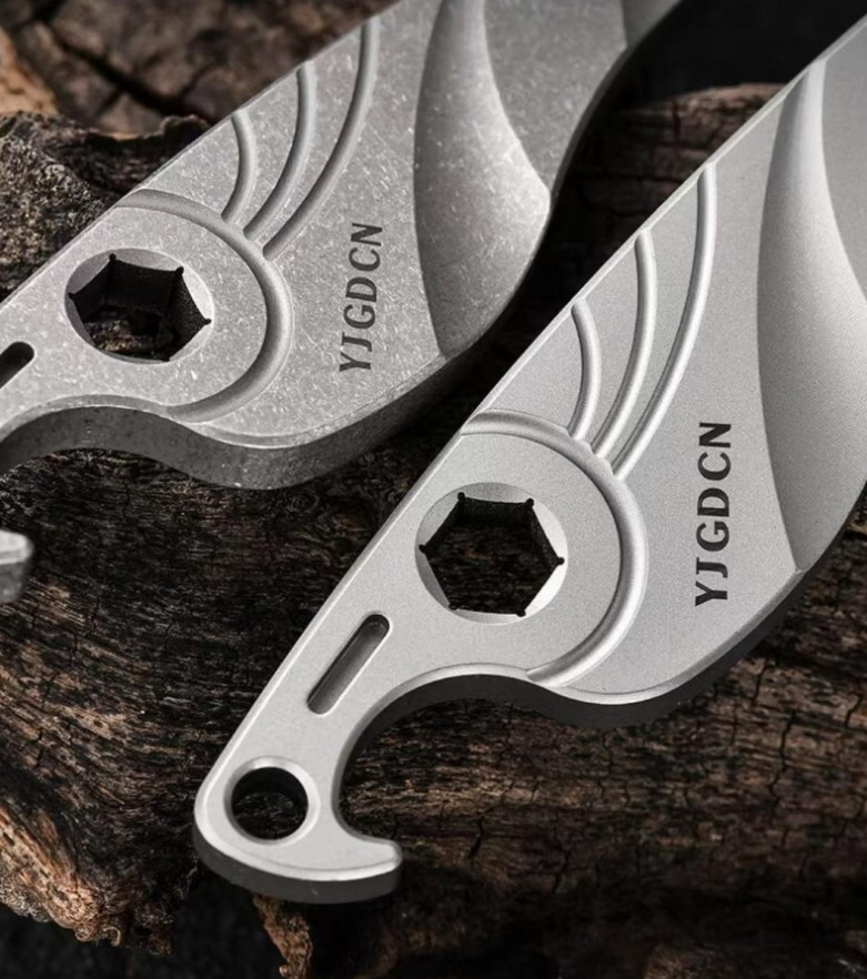 EDC Titanium Bottle Opener Pry Bar Crowbar Wrench Keychain Pocket Multi Tools A+