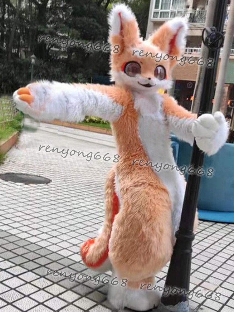 2022 Long Fur Husky Dog Fox Mascot Costume Fursuit Halloween Suit Cosplay75#