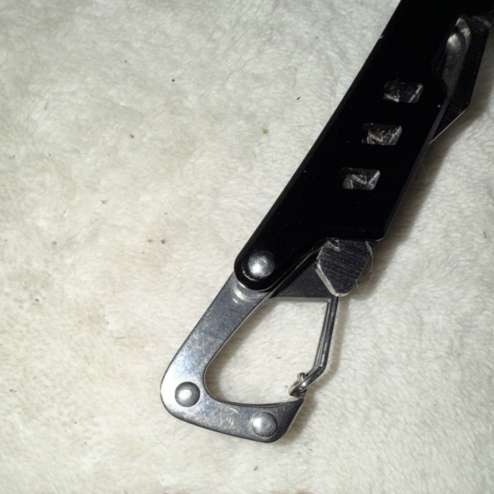 Black Silver Stainless Steel Multi-Tool Plier Knife Saw Carabiner Clip