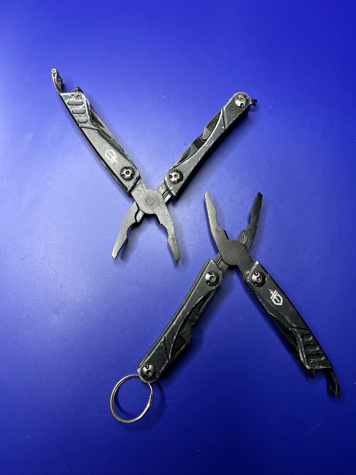 Lot of 2 Gerber Dime Multi-Tools Small Keychain Pliers Knife File Scissors