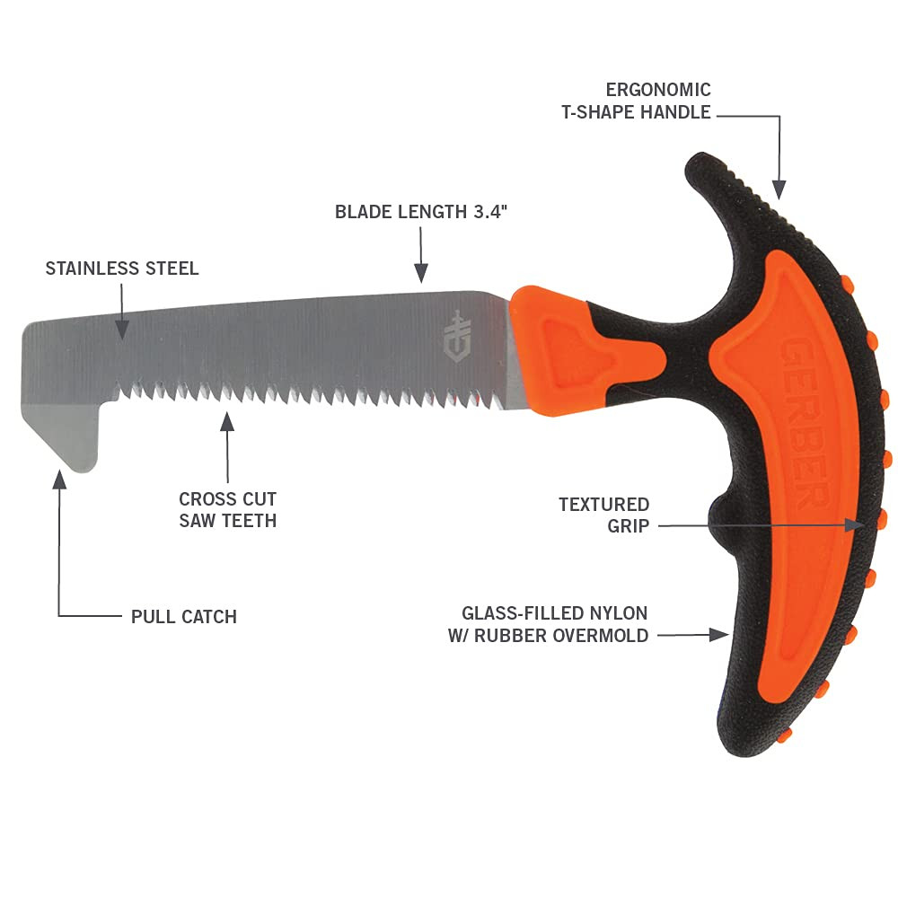 Gear Vital Pack Compact Saw, Stainless Steel Sawtooth Blade for Camping, Hunting