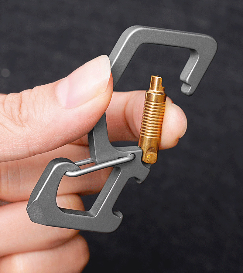 EDC Titanium Keychain Multi Tools Bottle Opener Crowbar Double Hanging Buckle