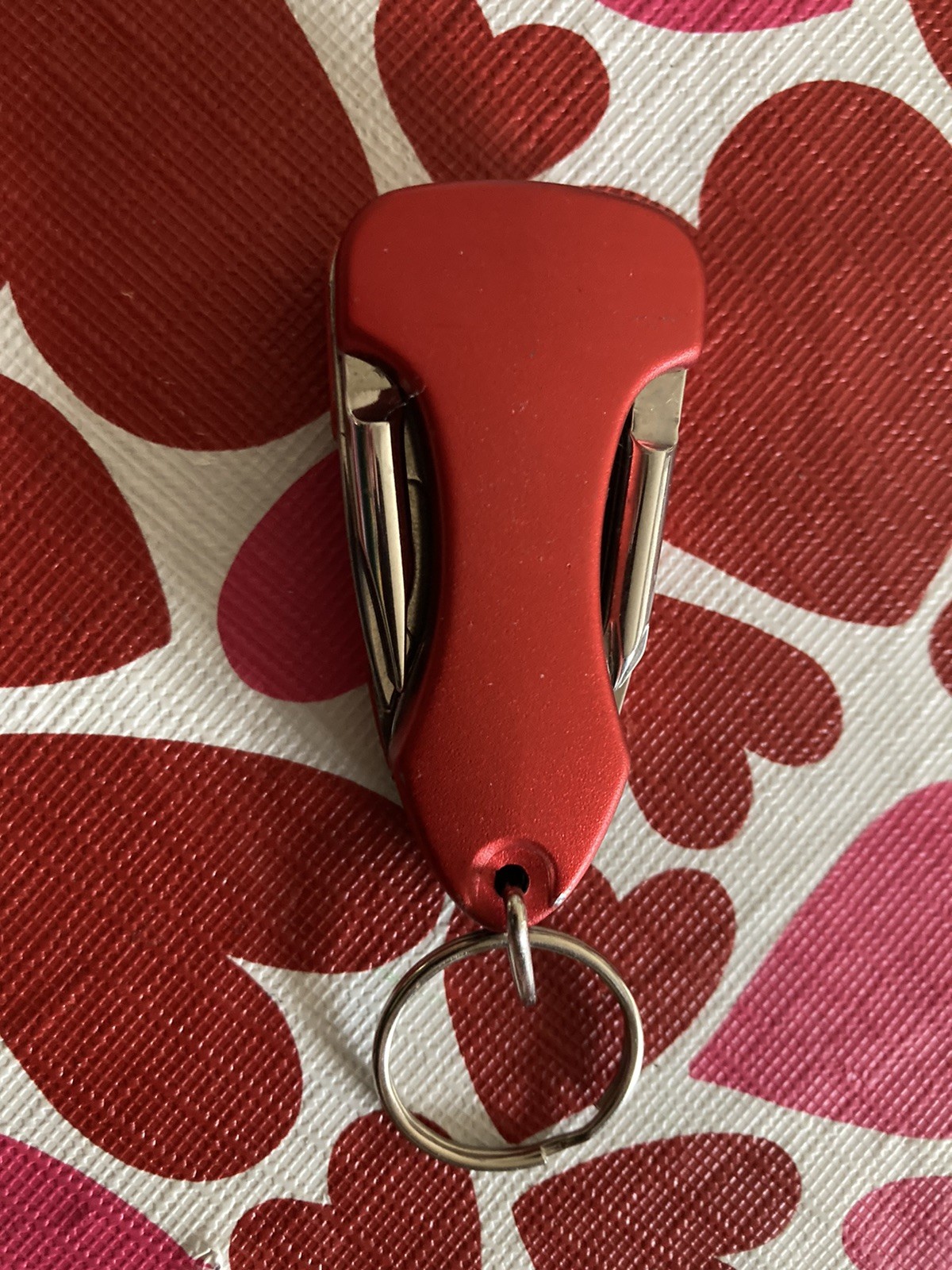Hyper Tough Multi Tool Knife Screwdrivers Bottle Opener Flashlight Keychain Red