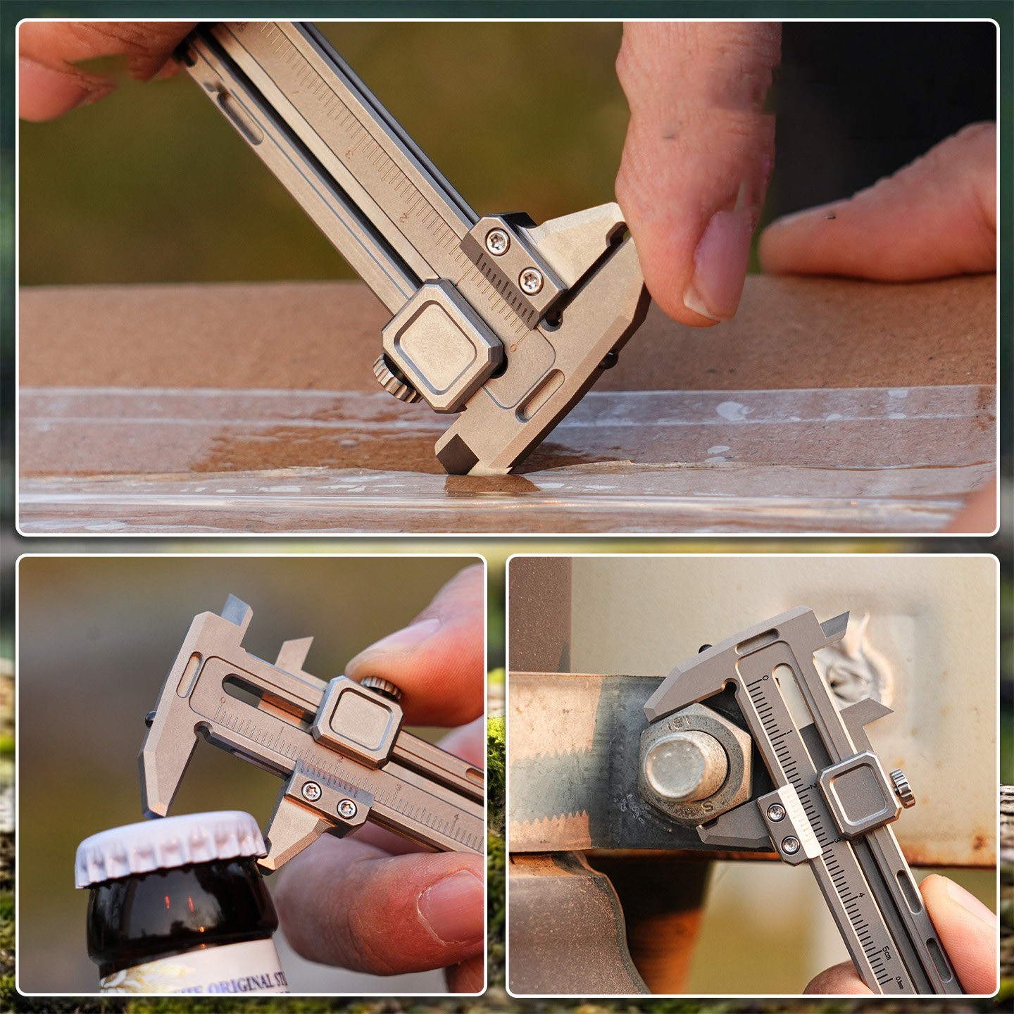 Titanium Alloy Mini Caliper EDC Multi Tool Wrench Bottle Opener Glass Breaker