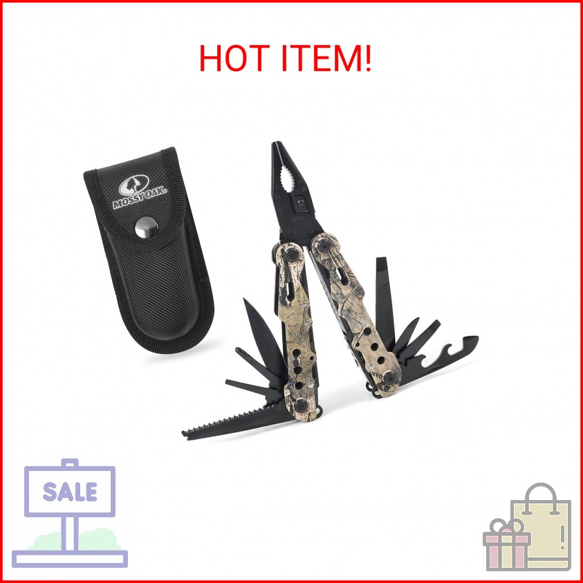 MOSSY OAK 13 in 1 Multi-tool – Multi Function Pliers – Folding Pocket Tool with