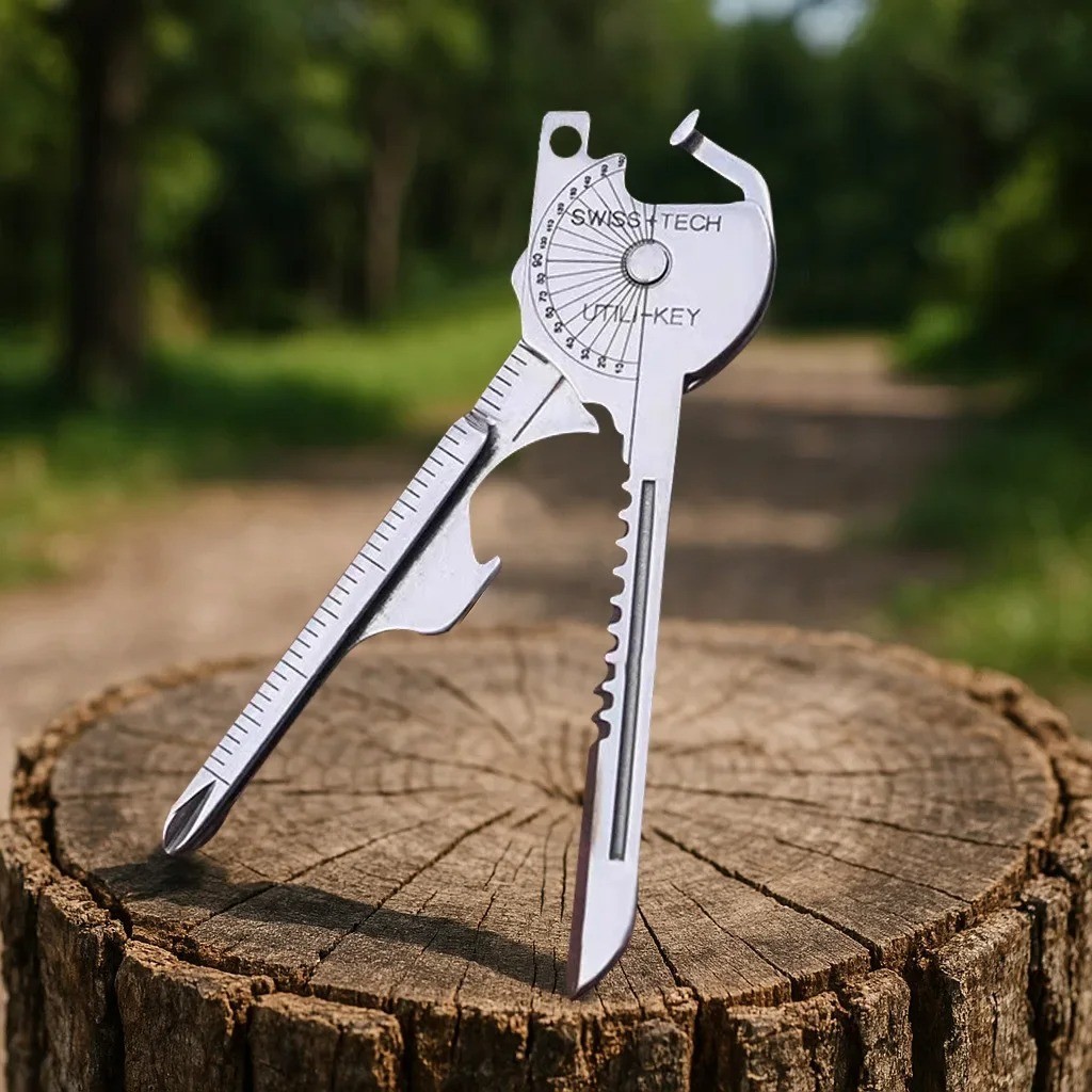 6in1 Stainless Steel EDC Multi Tool Utili Key Keychain Pocket Screwdriver Gear
