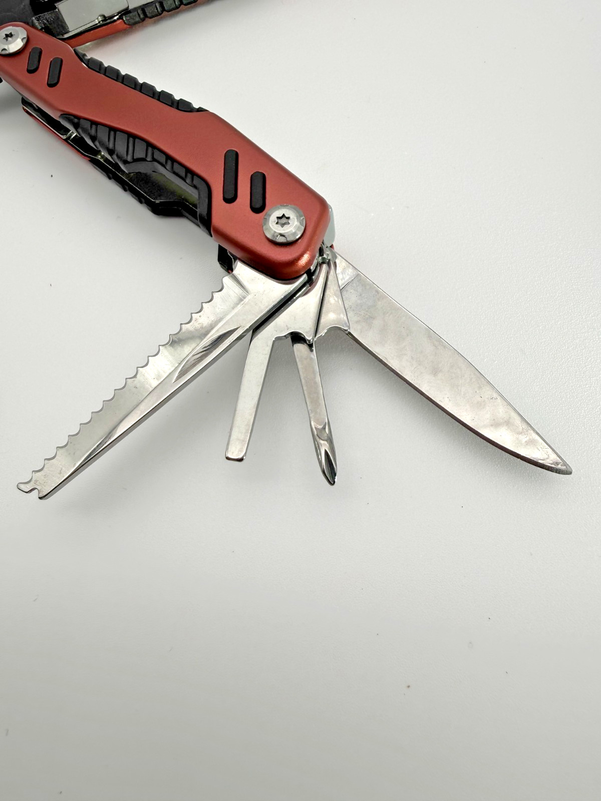 KVD Red Multi Tool Pliers Knife Saw Screwdriver Compact EDC w/ Sheath