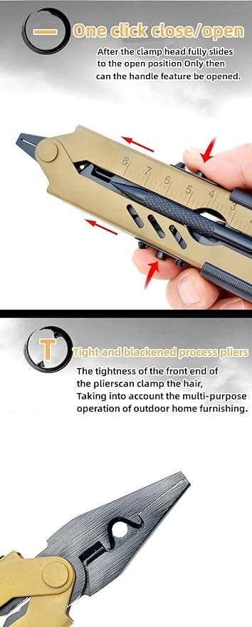 13-in-1 Folding Multi-Tool Pliers Knife Screwdrivers Wire Stripper EDC Camping